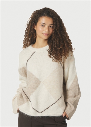 Inga check fluff knit Creme Neo Noir